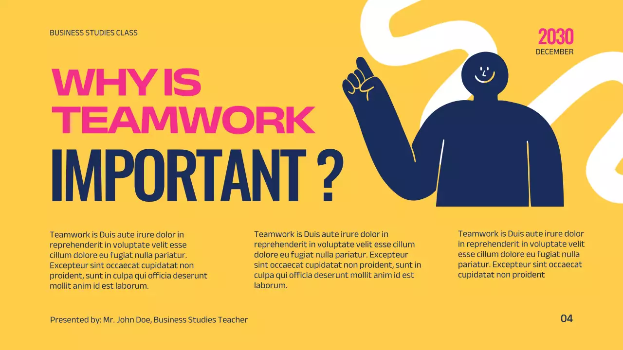 Blue Bold Teamwork Lecture Presentation