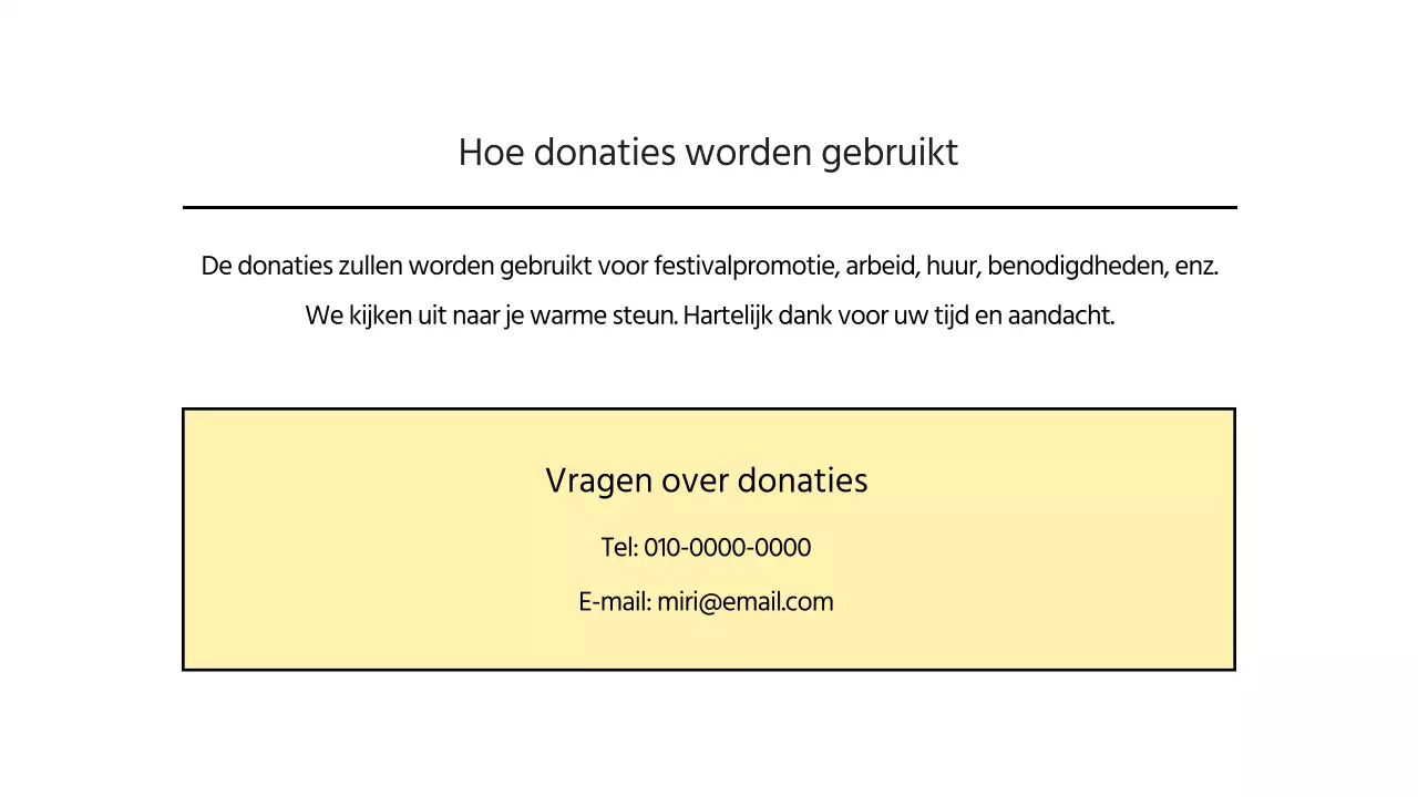 Voorstel voor sponsoring van een plaatselijk festival in geel