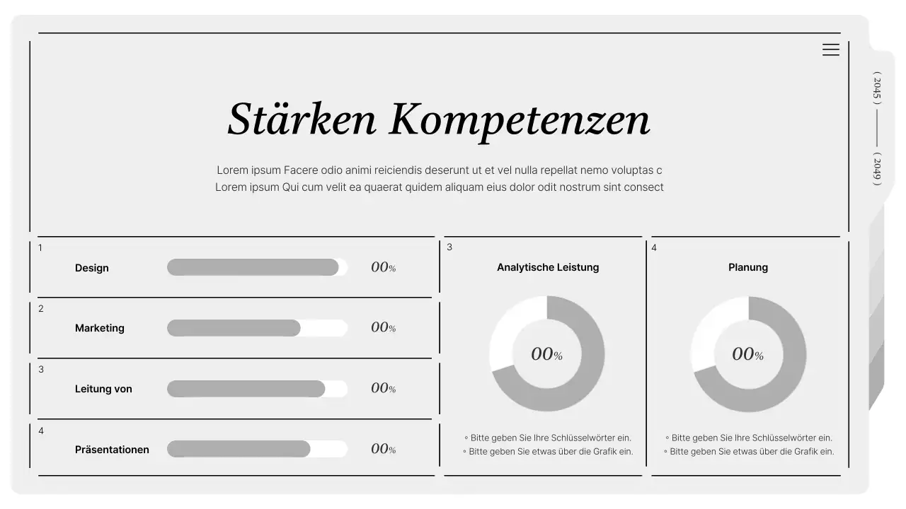 Moderne druckbare Mappe in Grau und Weiß