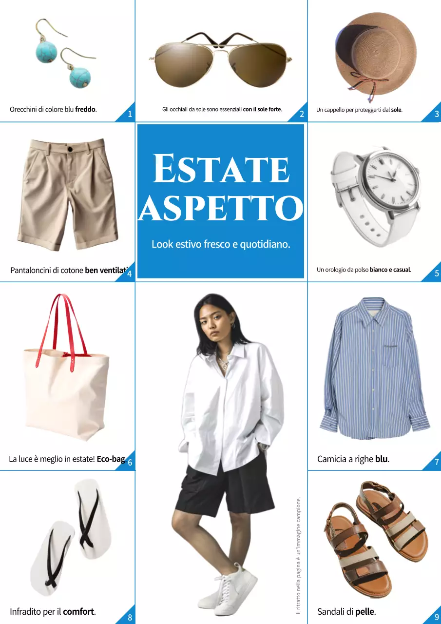 Una collezione di semplici outfit estivi in blu