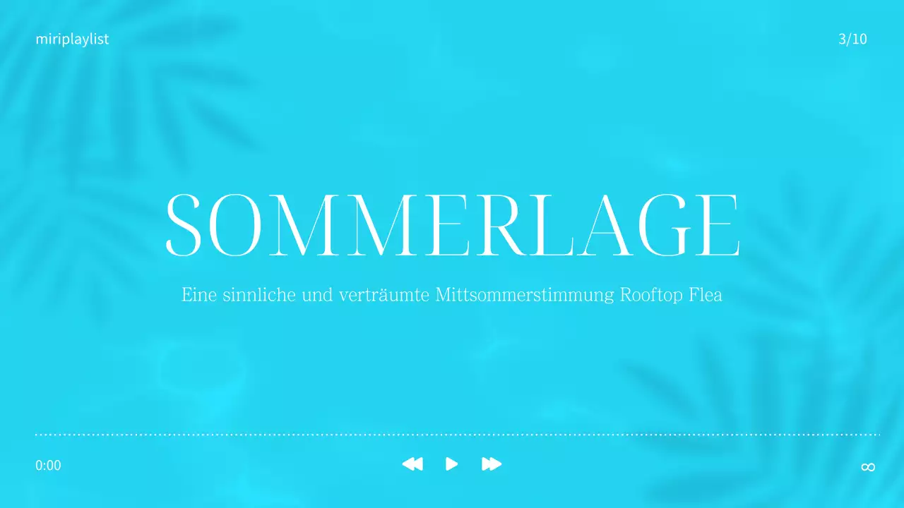 Einfaches Cover für eine Sommermusik-Wiedergabeliste in Hellblau und Weiß