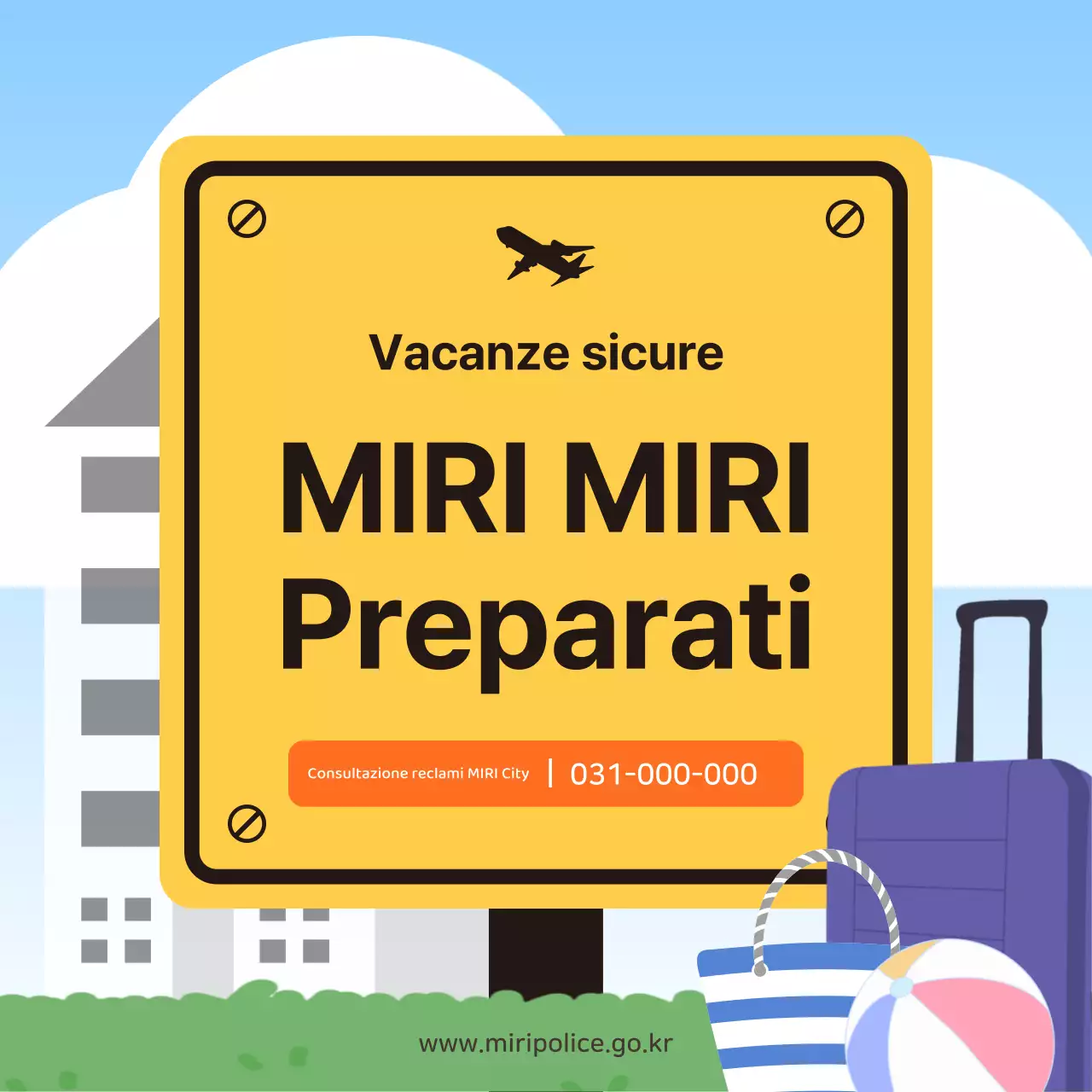 Consigli di sicurezza per le vacanze evidenziati in marrone e giallo