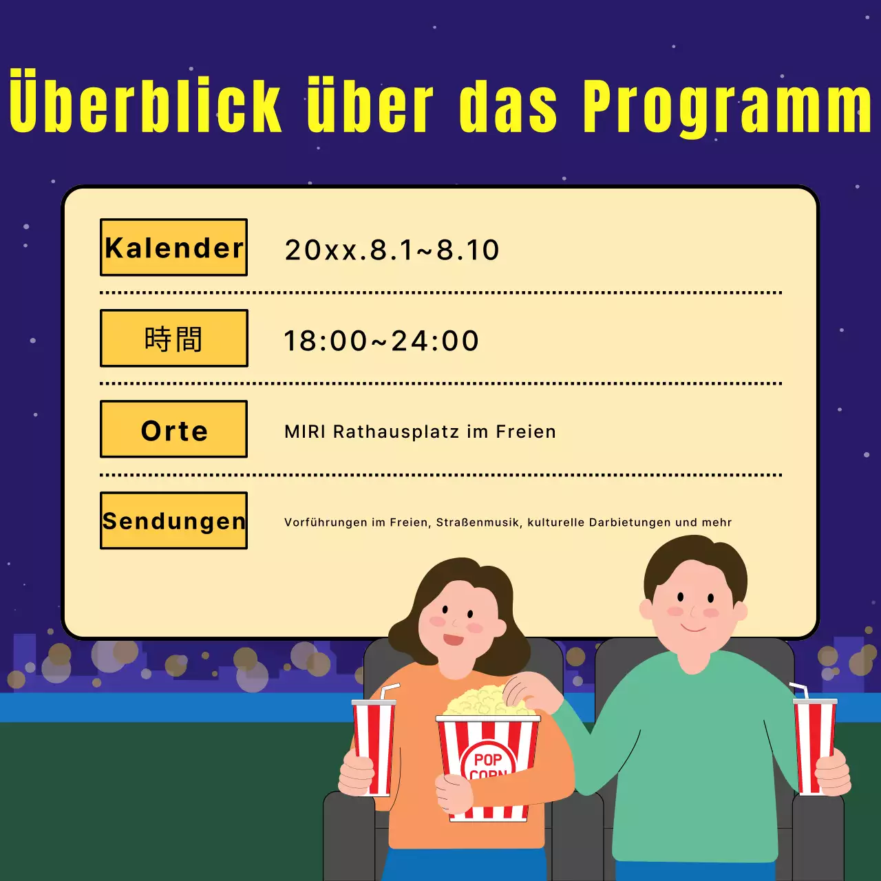 Förderung von Filmvorführungen im Freien mit dem Sodomie-Trend