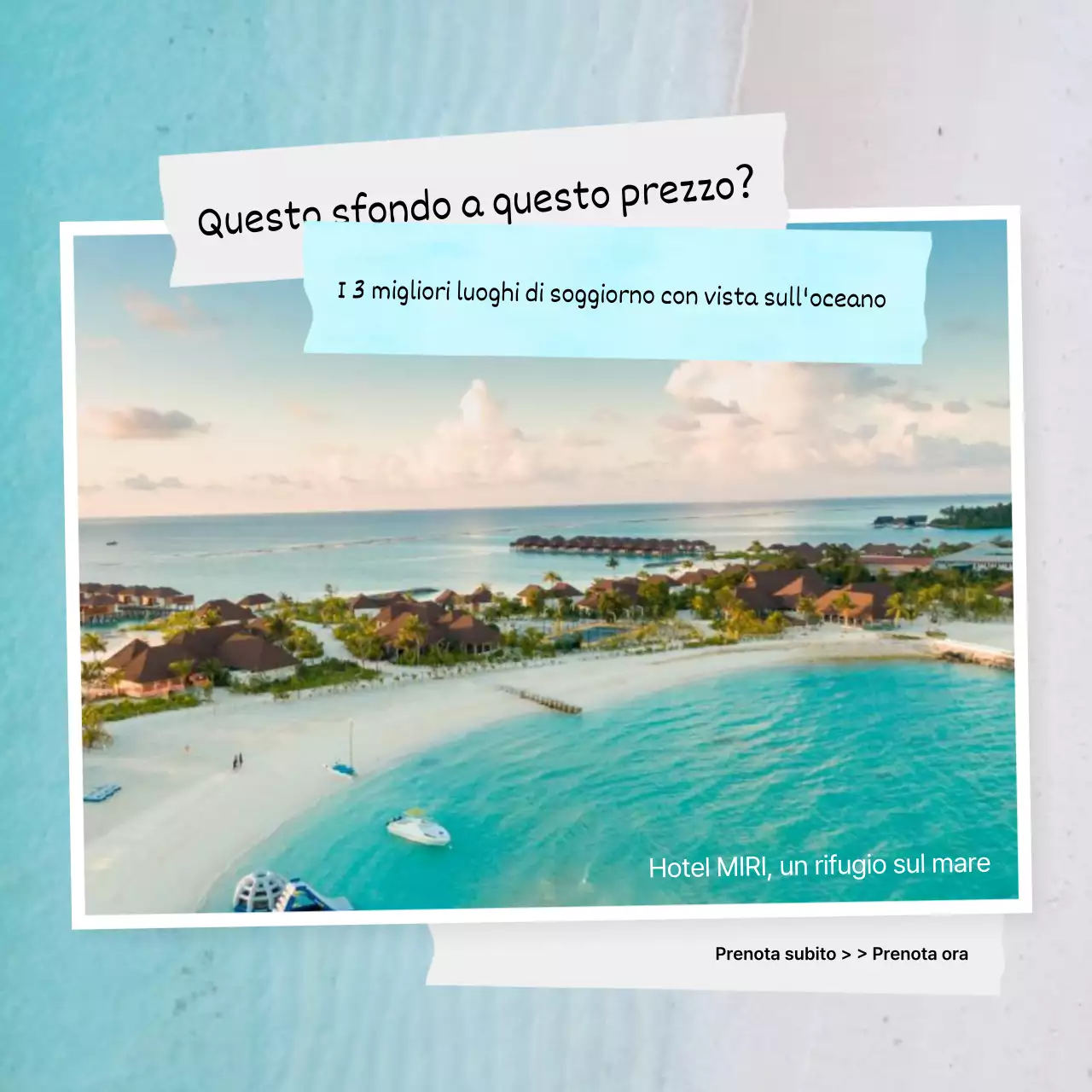 Una guida alle vacanze tropicali in azzurro e bianco