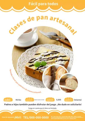 Un bonito y sencillo anuncio amarillo para una clase de pan casero