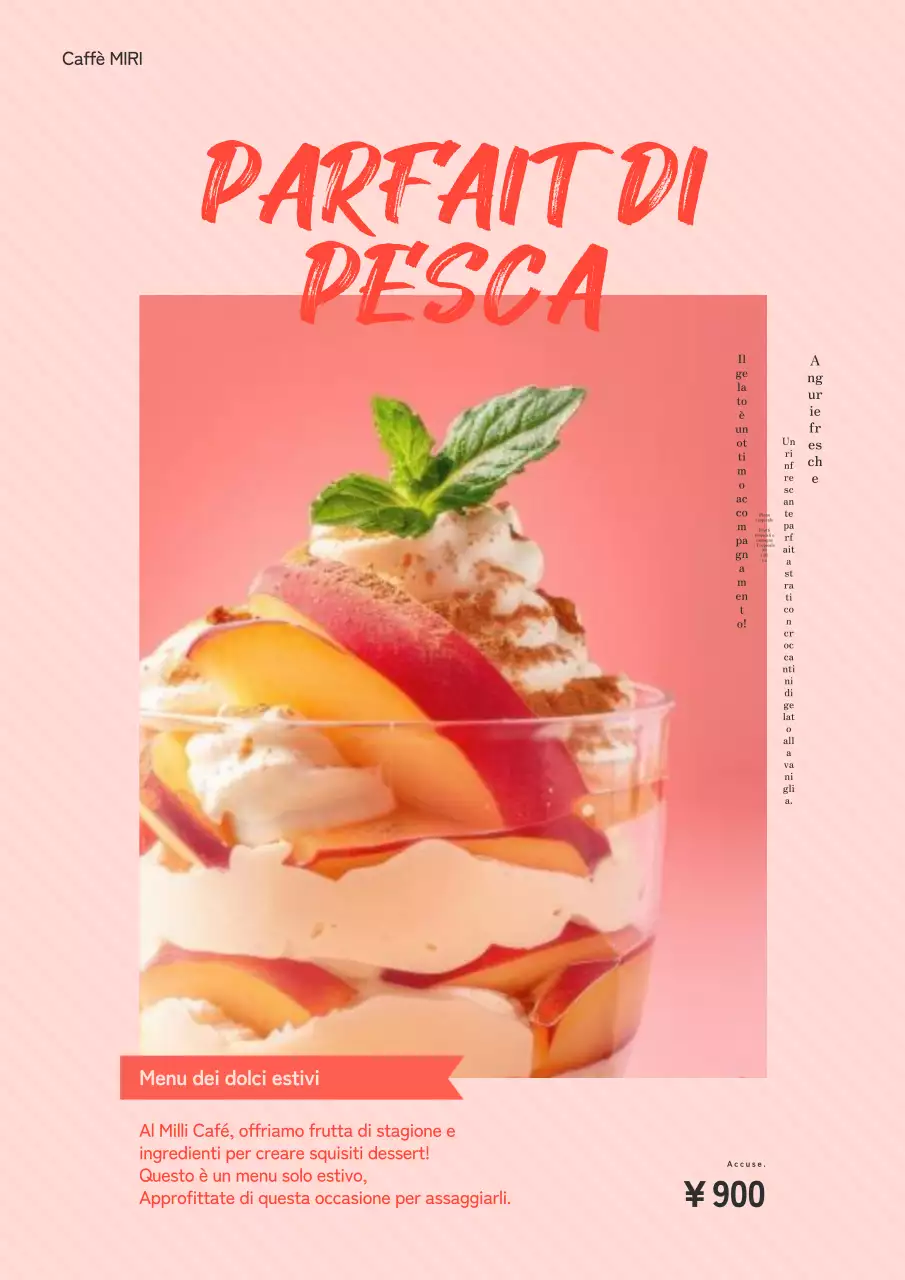 Dessert estivi kitsch rossi e rosa Nuovo menu pubblicitario.