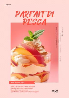 Dessert estivi kitsch rossi e rosa Nuovo menu pubblicitario.