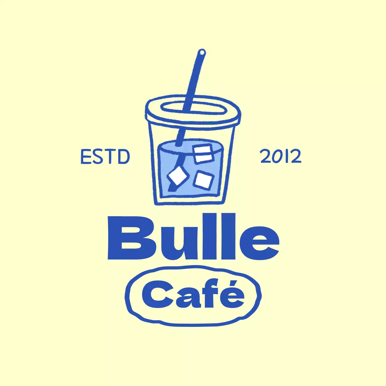 Promotion d'un café jaune et bleu, concept d'illustration d'une boisson