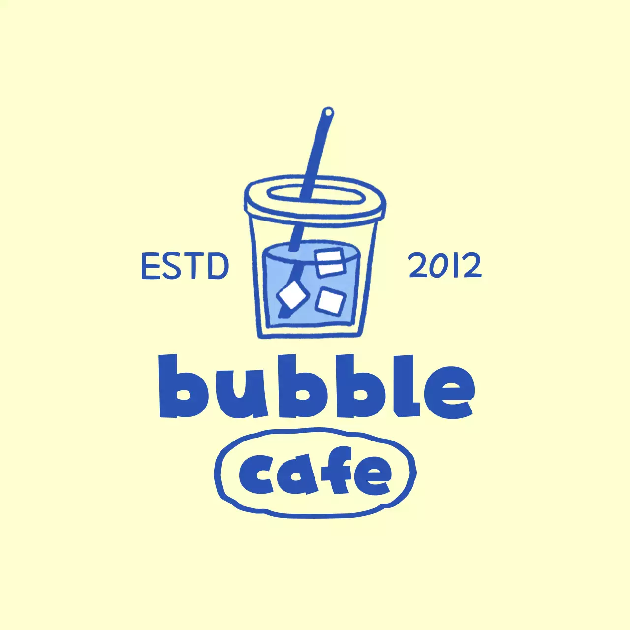 黄色と青のカフェドリンクのイラストコンセプトのプロモーション