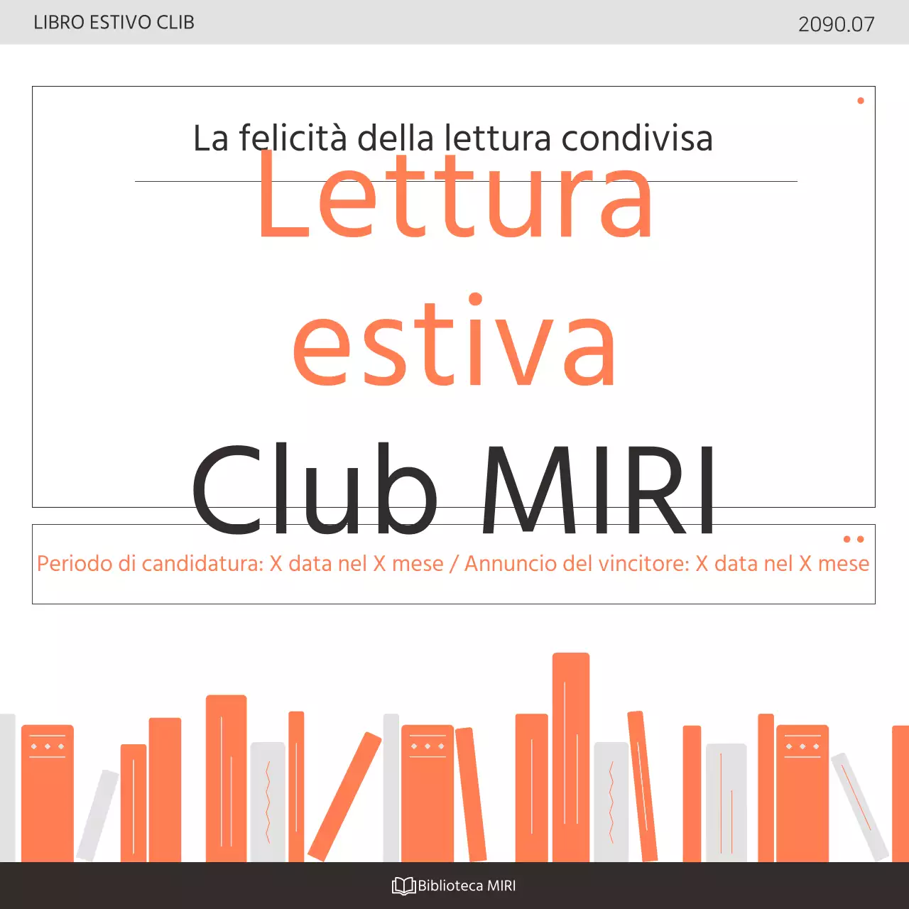 Promuovere un programma di sensibilizzazione per il club del libro della biblioteca in bianco e arancione kitsch