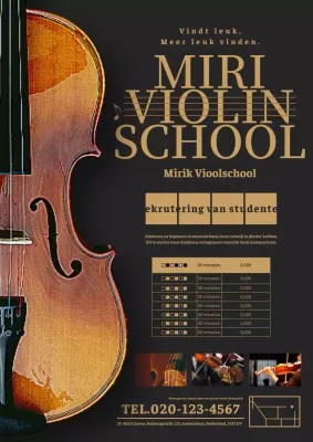 Klassieke en stijlvolle vioolreclame in zwart en bruin