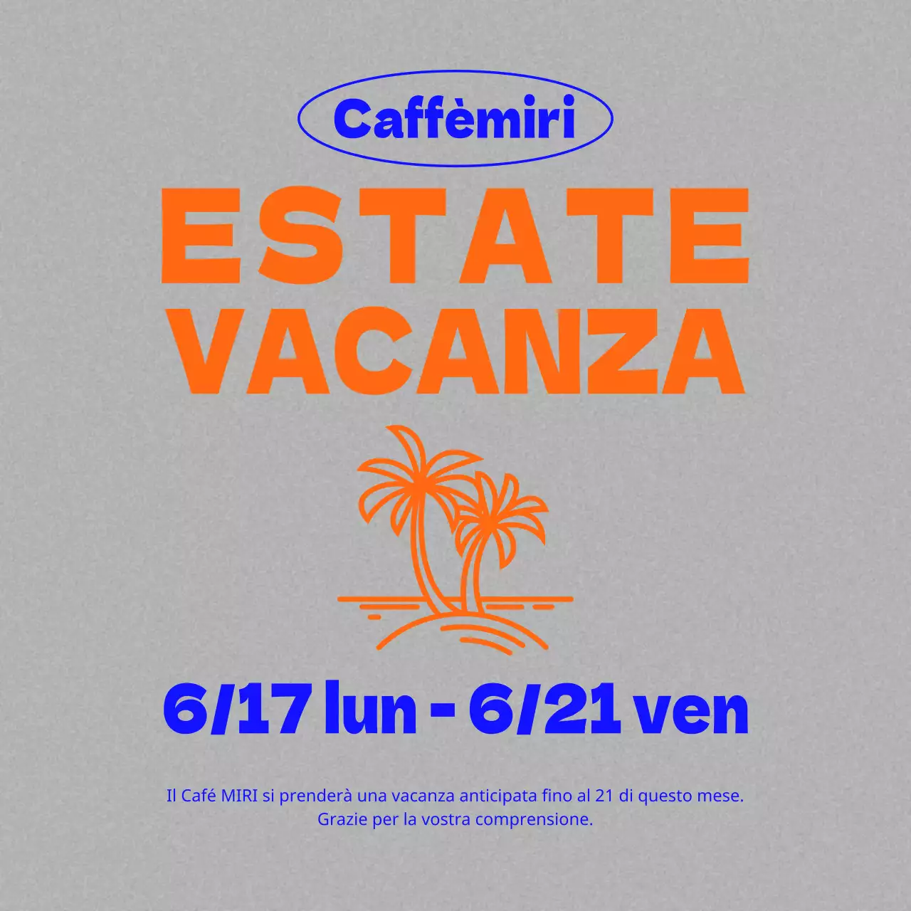 Annunci di vacanze estive in blu e arancione