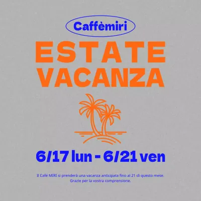 Annunci di vacanze estive in blu e arancione