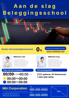 Eenvoudige basisadvertentie voor beleggen in aandelen in blauw en grijs