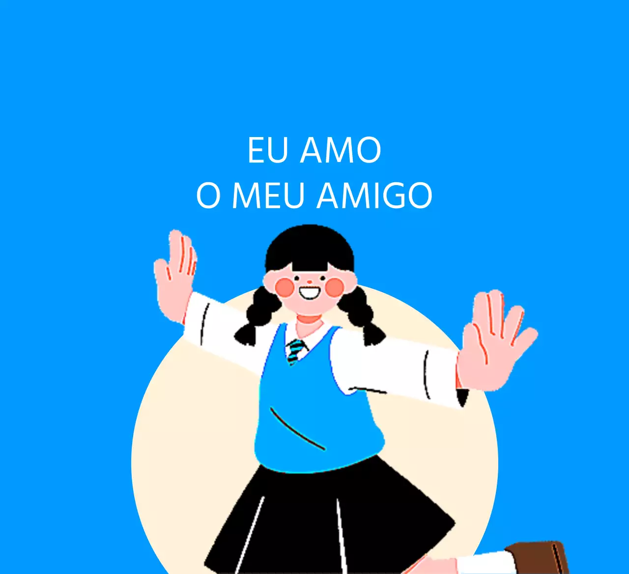 Desenho anti-violência com ilustração de estudantes com os braços estendidos