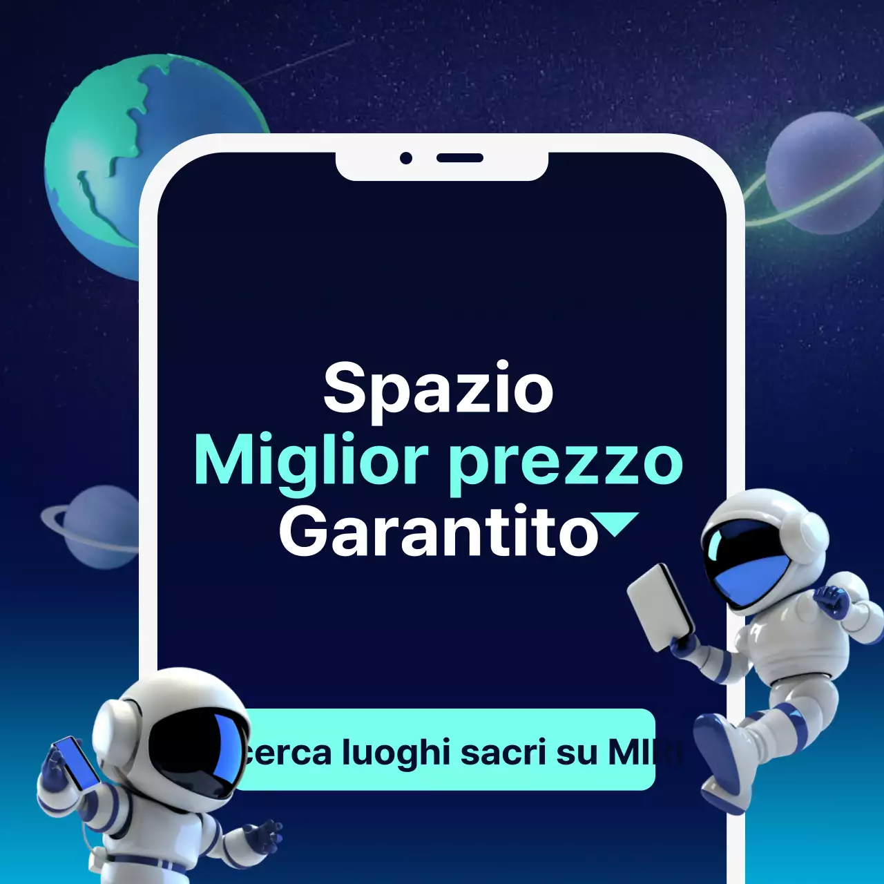 Promuovete una teca per cellulari di ispirazione fantascientifica in blu navy e menta