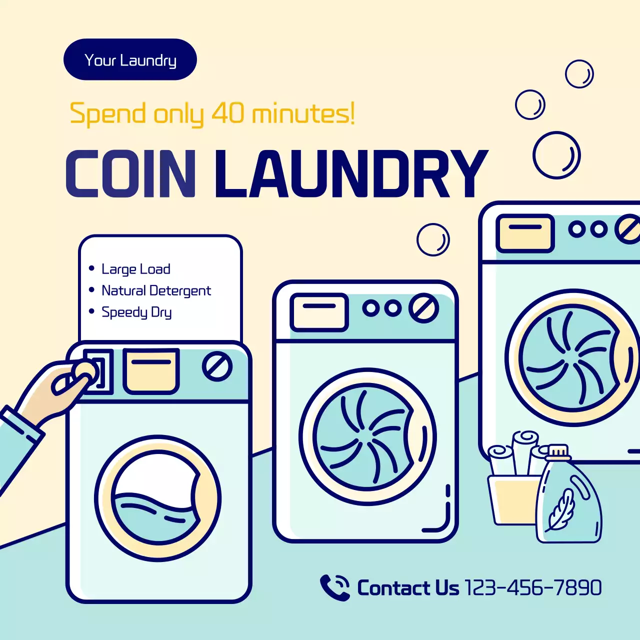 Beige Modern Laundry Promotion Social Media Post