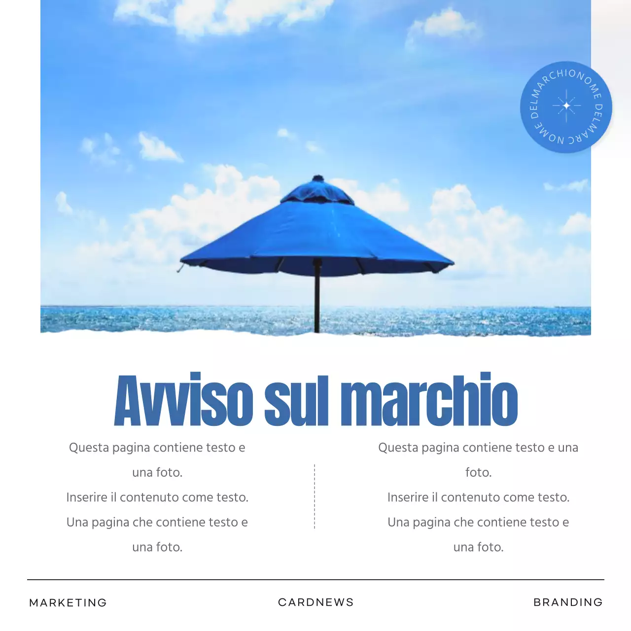 Semplice brand marketing estivo in blu