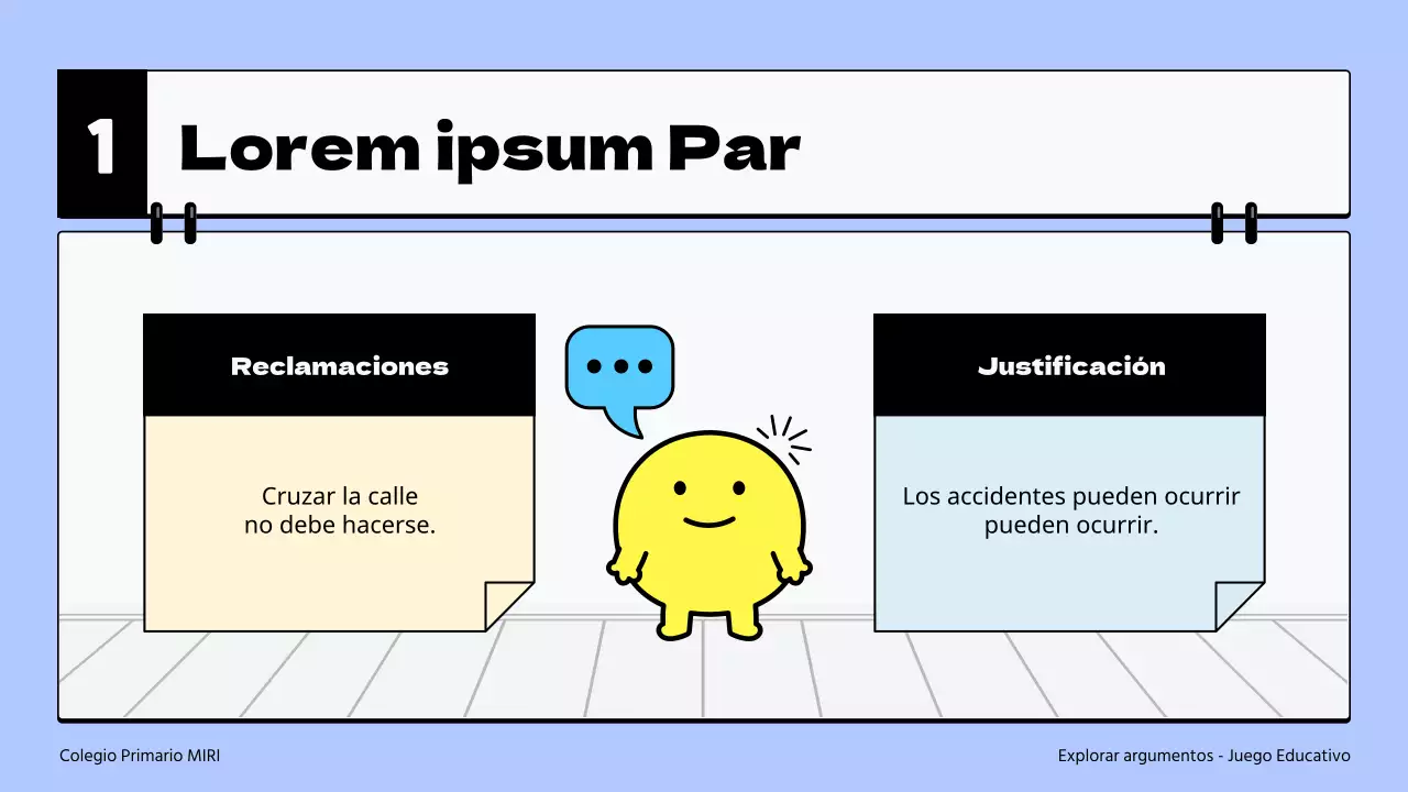 Material sencillo de lengua y literatura para primaria en azul claro y amarillo