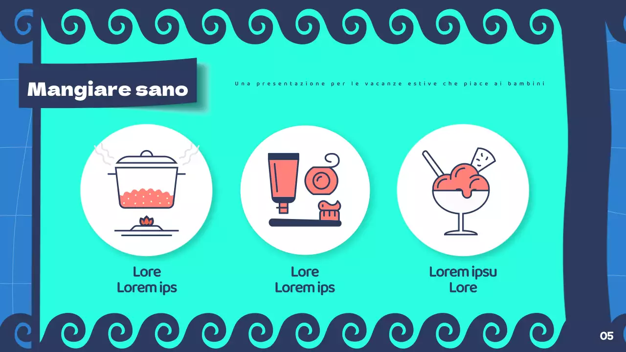 Presentazione delle vacanze estive in blu navy e menta