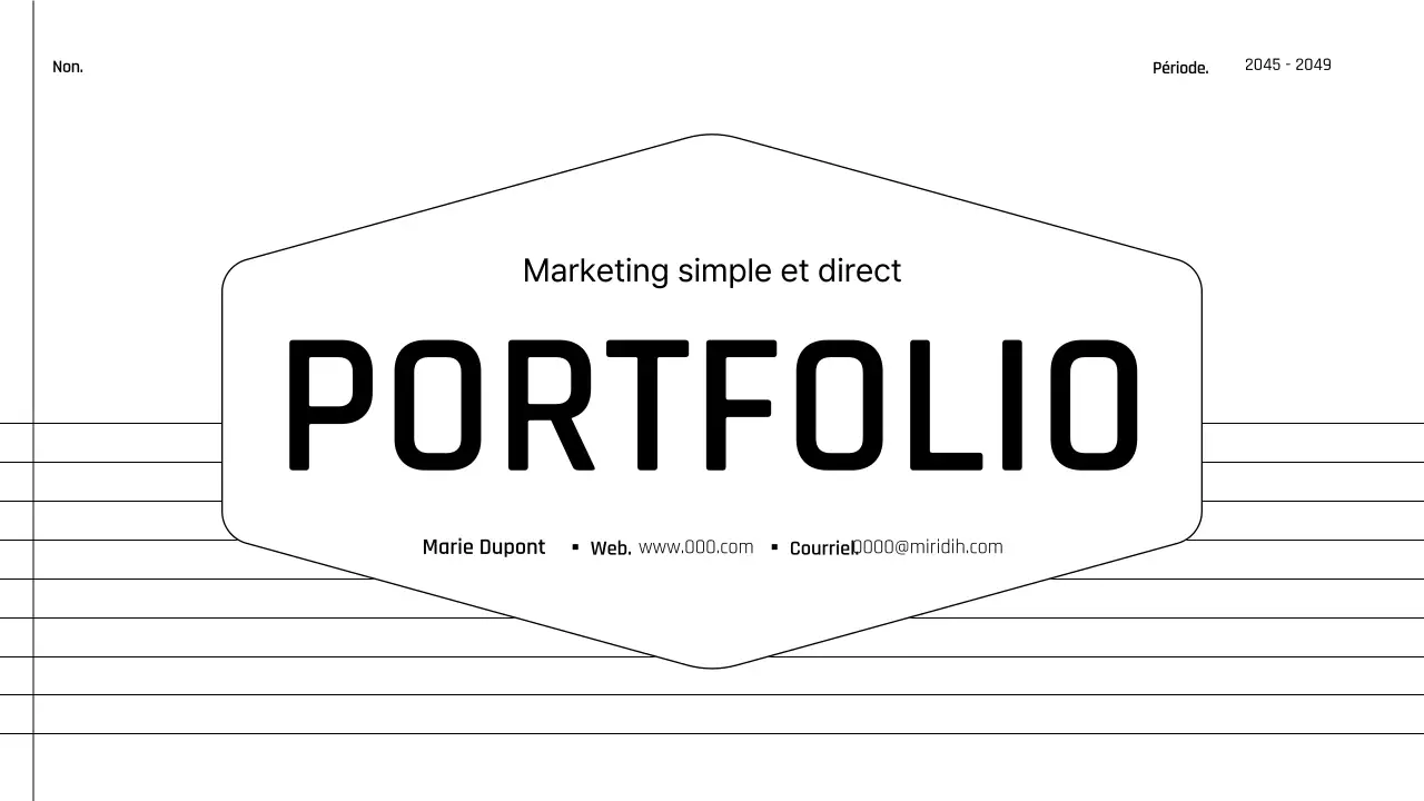 Portefeuille imprimable simple de type agenda en noir et blanc