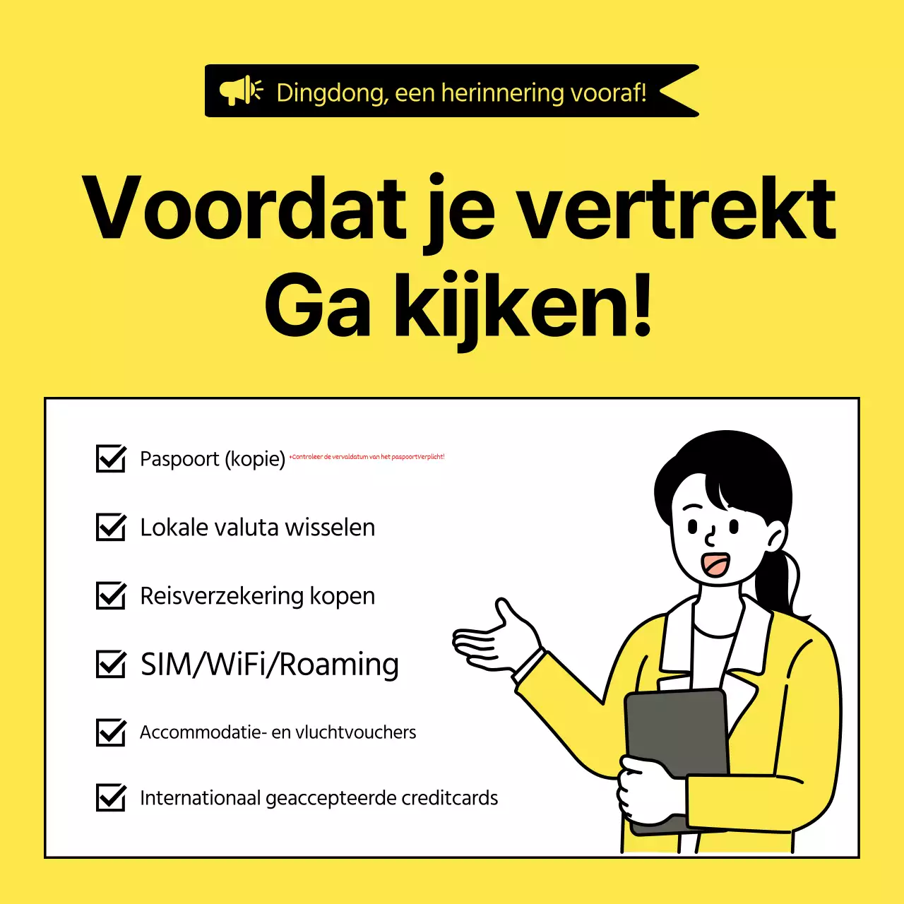 Over de eenvoudige geel-zwarte internationale paklijst