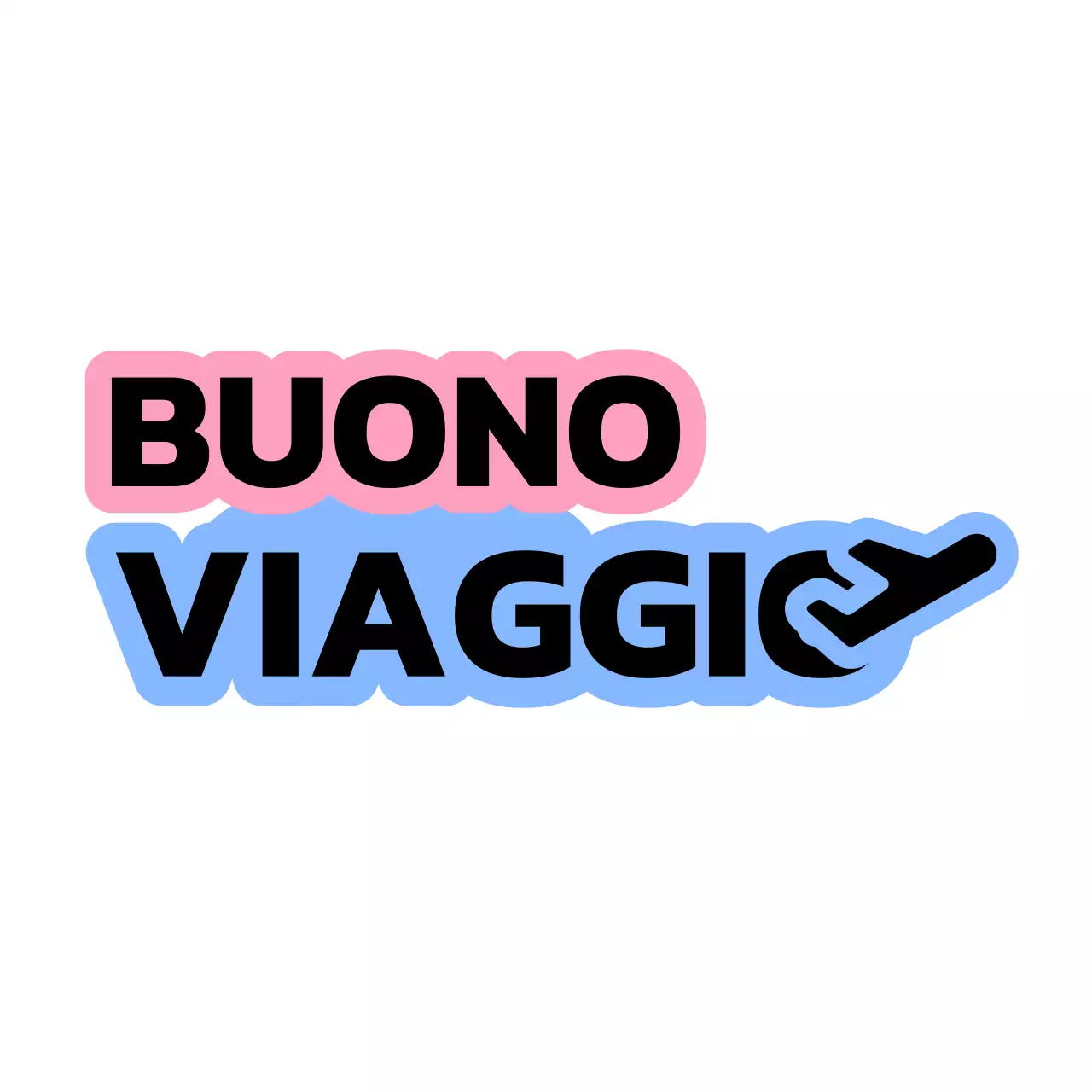 Merchandising di un'agenzia di viaggi con contorni di testo e aeroplani