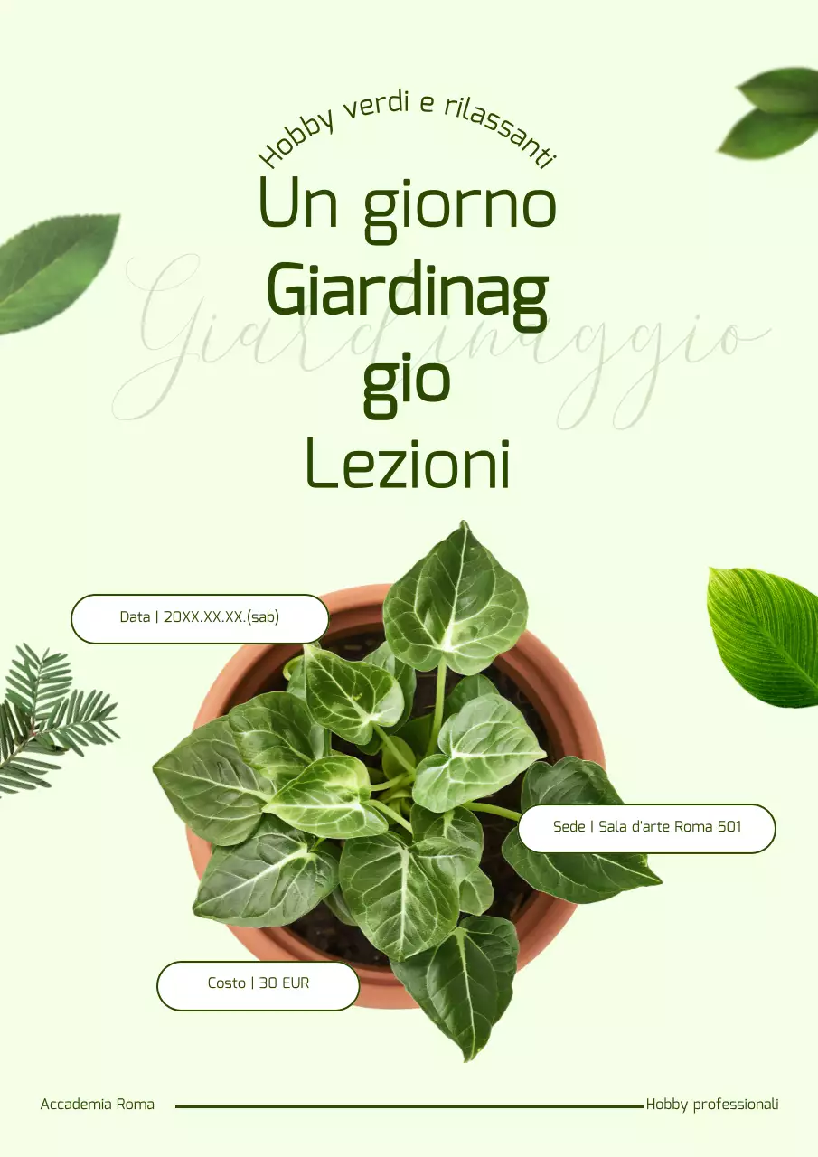 Promuovere corsi di giardinaggio naturale della durata di un giorno su piante annuali e verdi.