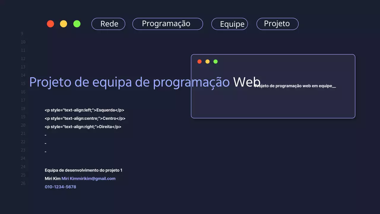 Uma proposta de projeto de equipa de desenvolvimento simples em azul-marinho