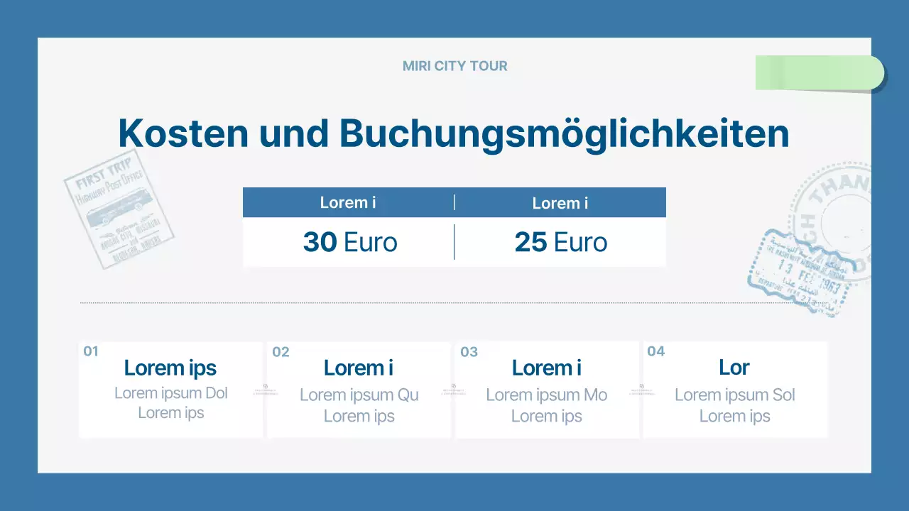 Ein moderner Stadtführer in Hellblau und Marineblau