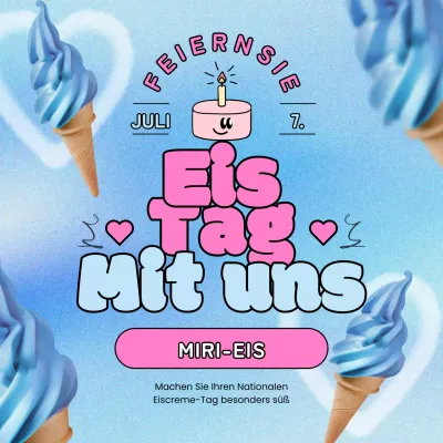 Werben Sie mit blauen und rosafarbenen Farbtönen für Rabatte zum National Ice Cream Day