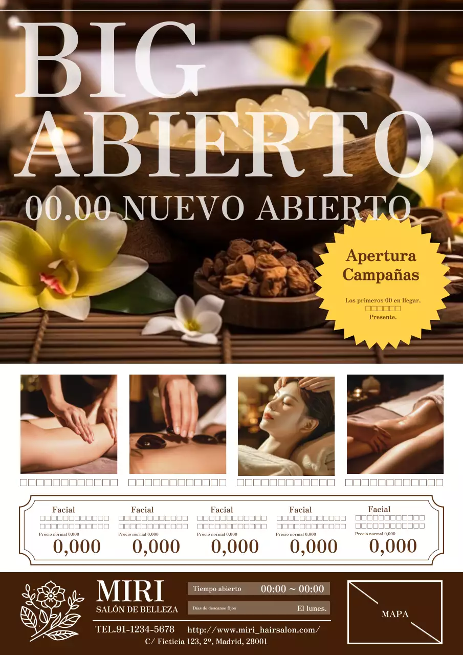 Anuncio de estética elegante y natural en marrón y amarillo