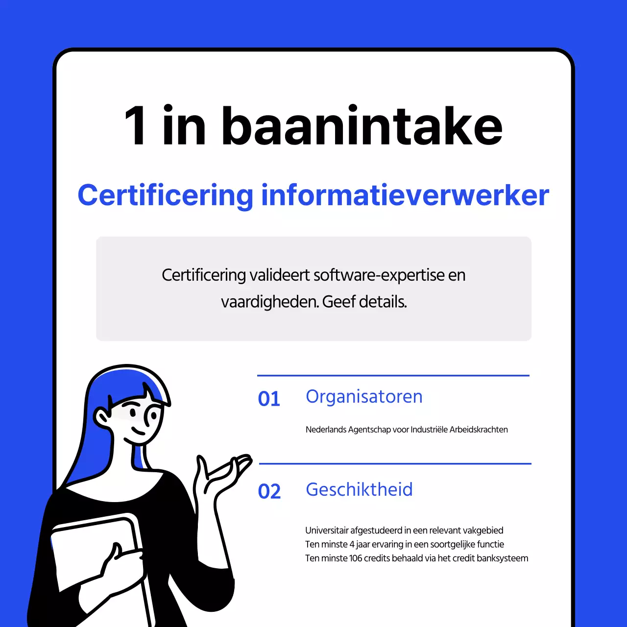Een eenvoudig blauw en lichtblauw certificeringsprospectus