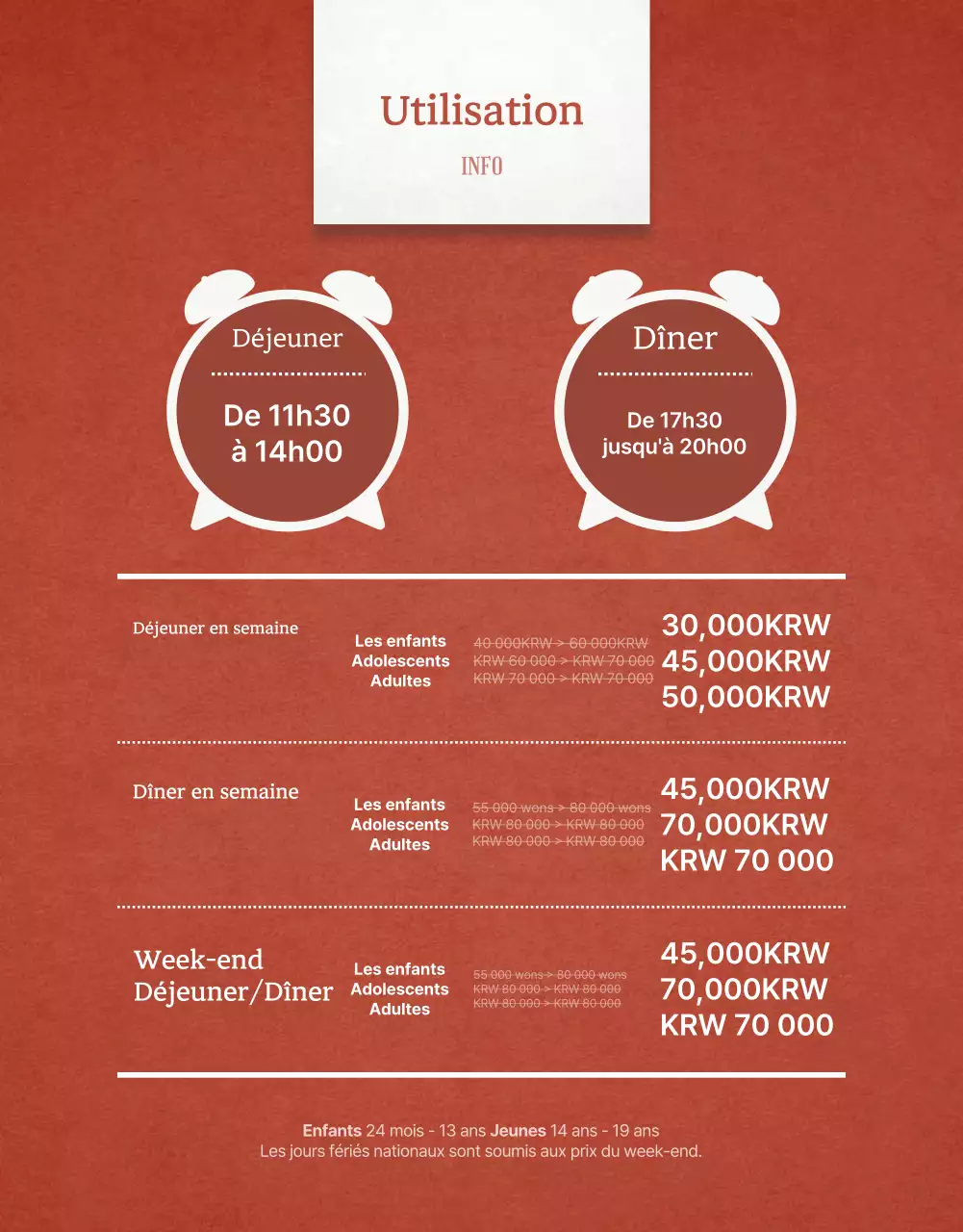 Buffets d'hôtel classiques en rouge et ivoire