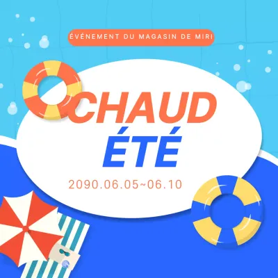 Vignettes d'événements estivaux aux accents bleus et orange