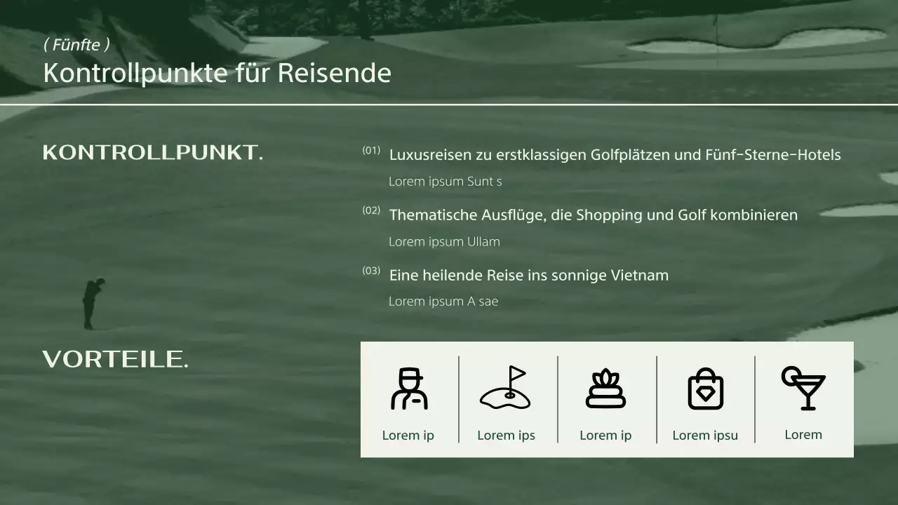 Ein moderner Golf-Reiseführer in Khaki und Elfenbein