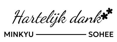 Een kleurrijk huwelijksgeschenk met bloemenillustraties, handschrift en lijnen.