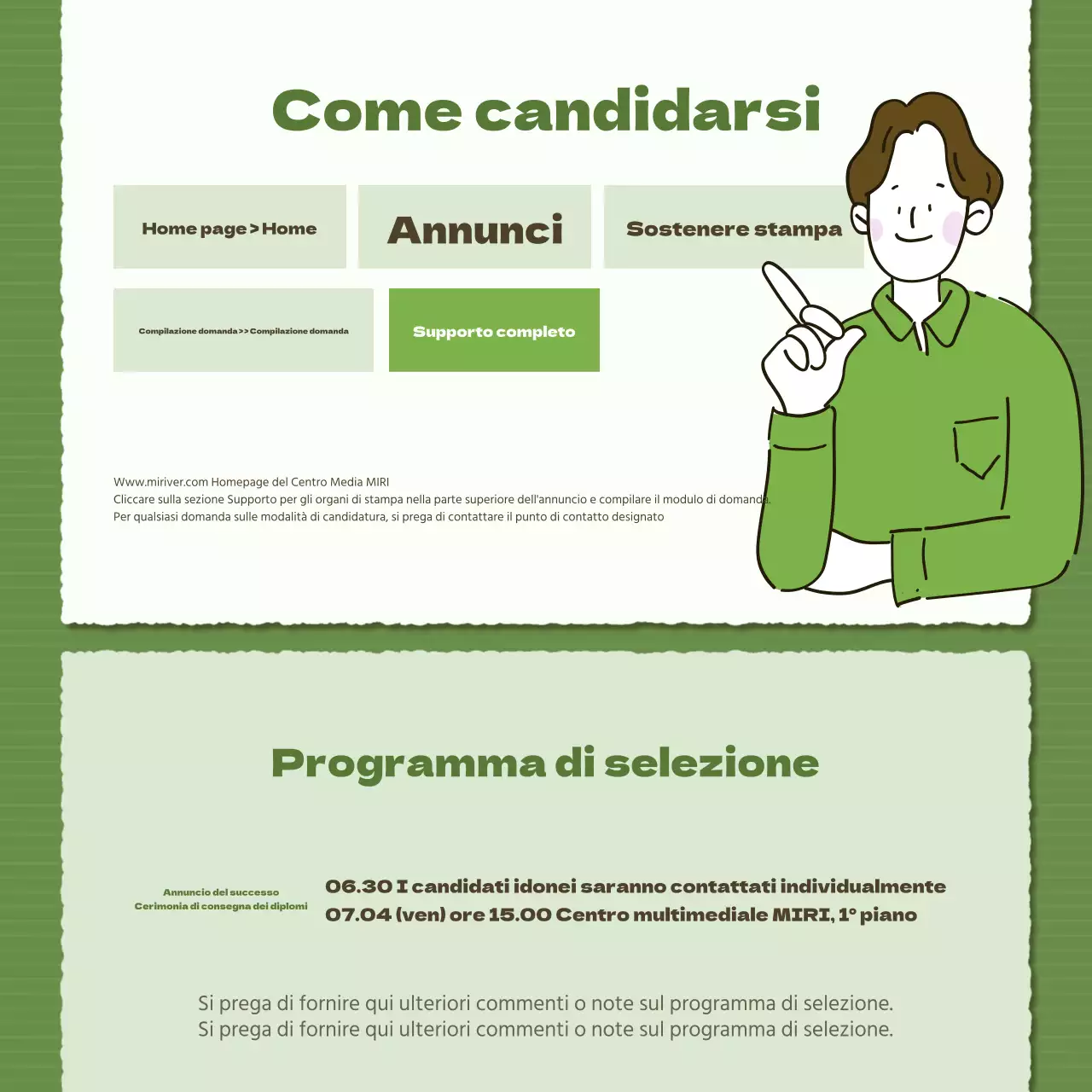 Semplice reclutamento di studenti giornalisti in verde e cachi