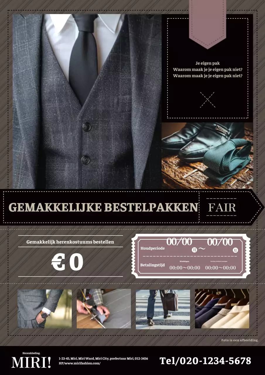 Bruine en zwarte kleermakersadvertentie