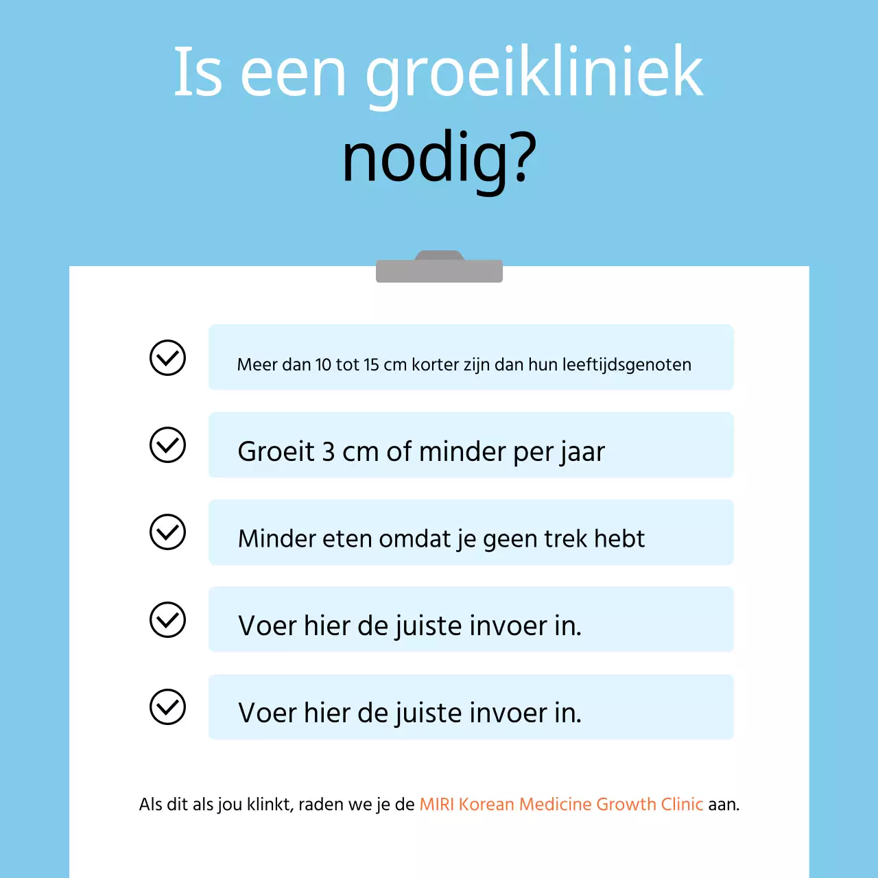 Promotie van een eenvoudige Chinese groeikliniek voor kinderen in lichtblauw en oranje