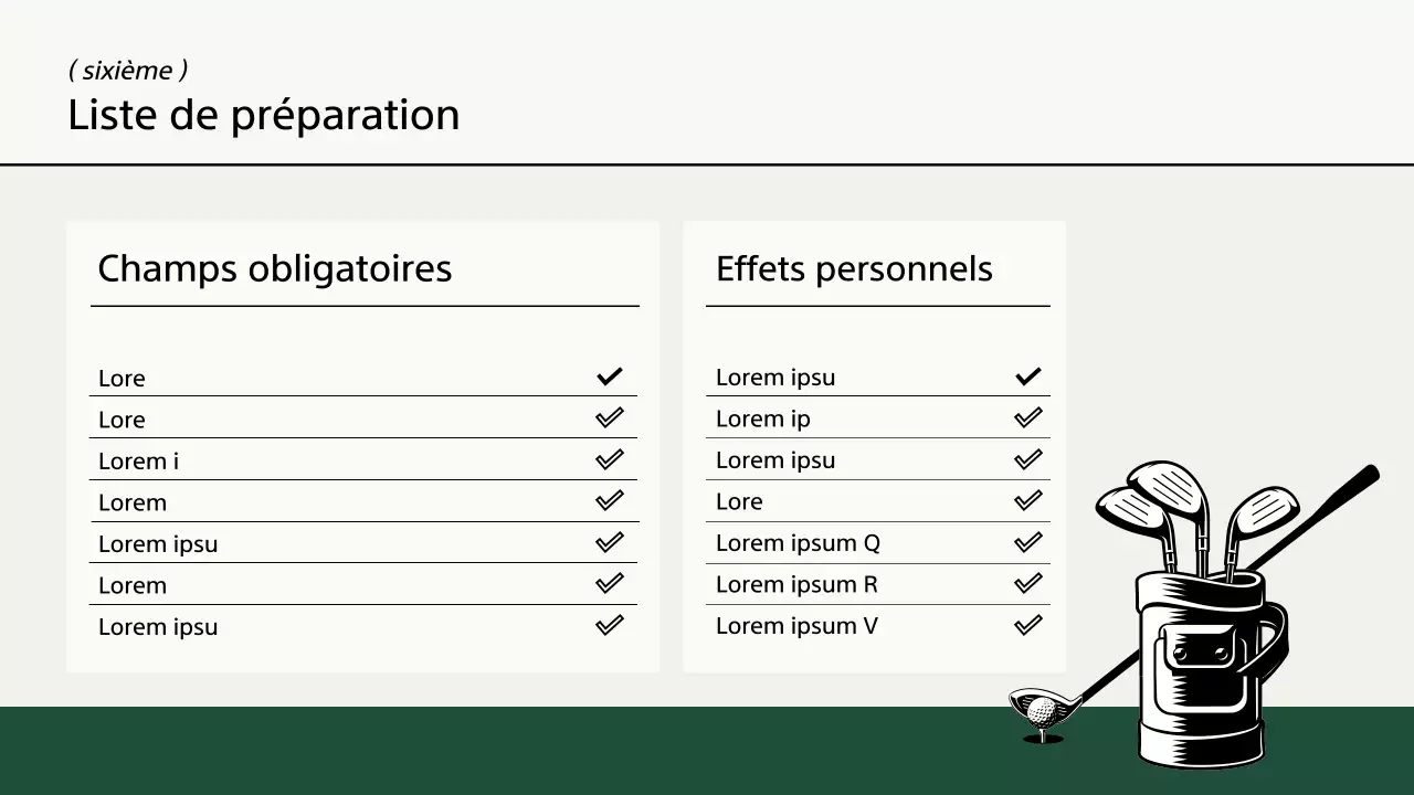 Un guide de voyage de golf moderne en kaki et ivoire