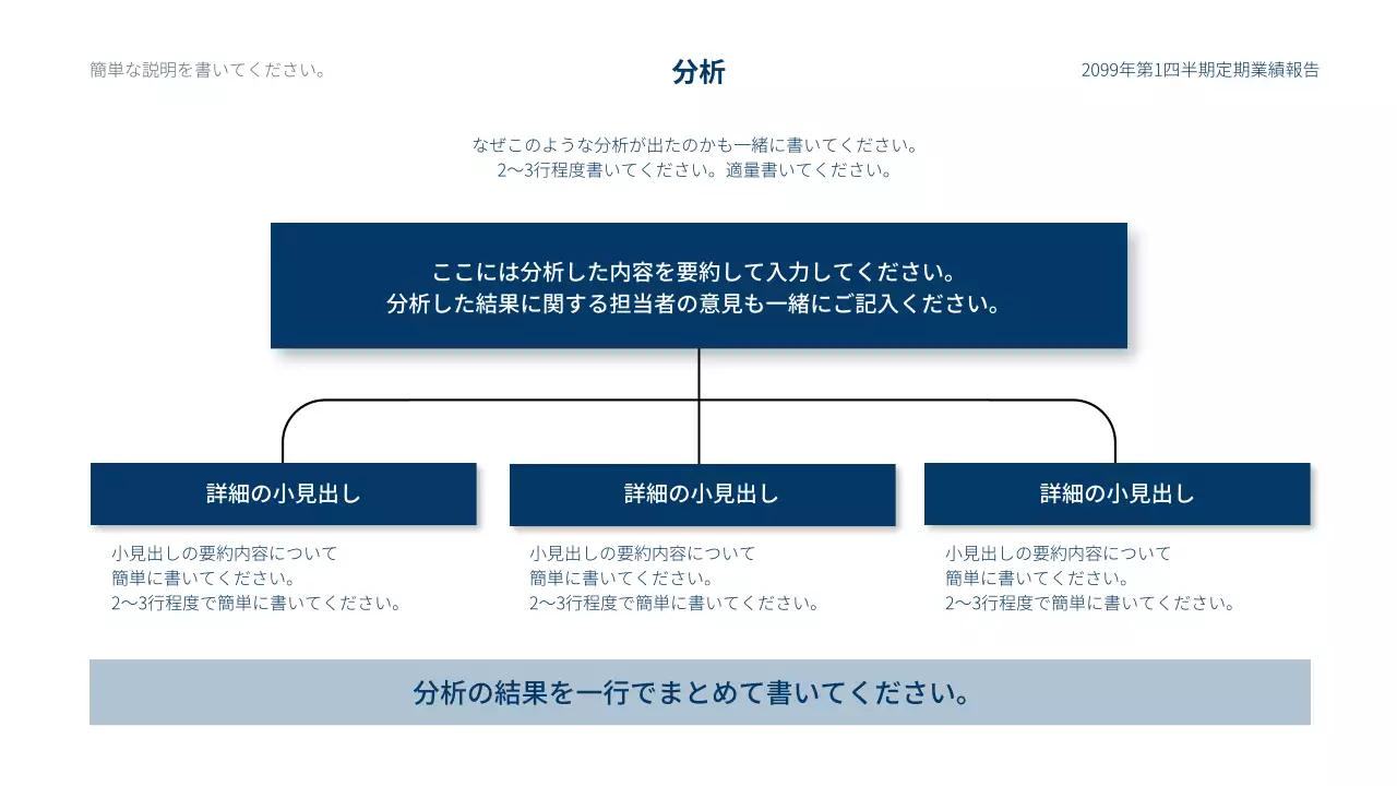 青 シンプル ビジネス 報告書 プレゼンテーション
