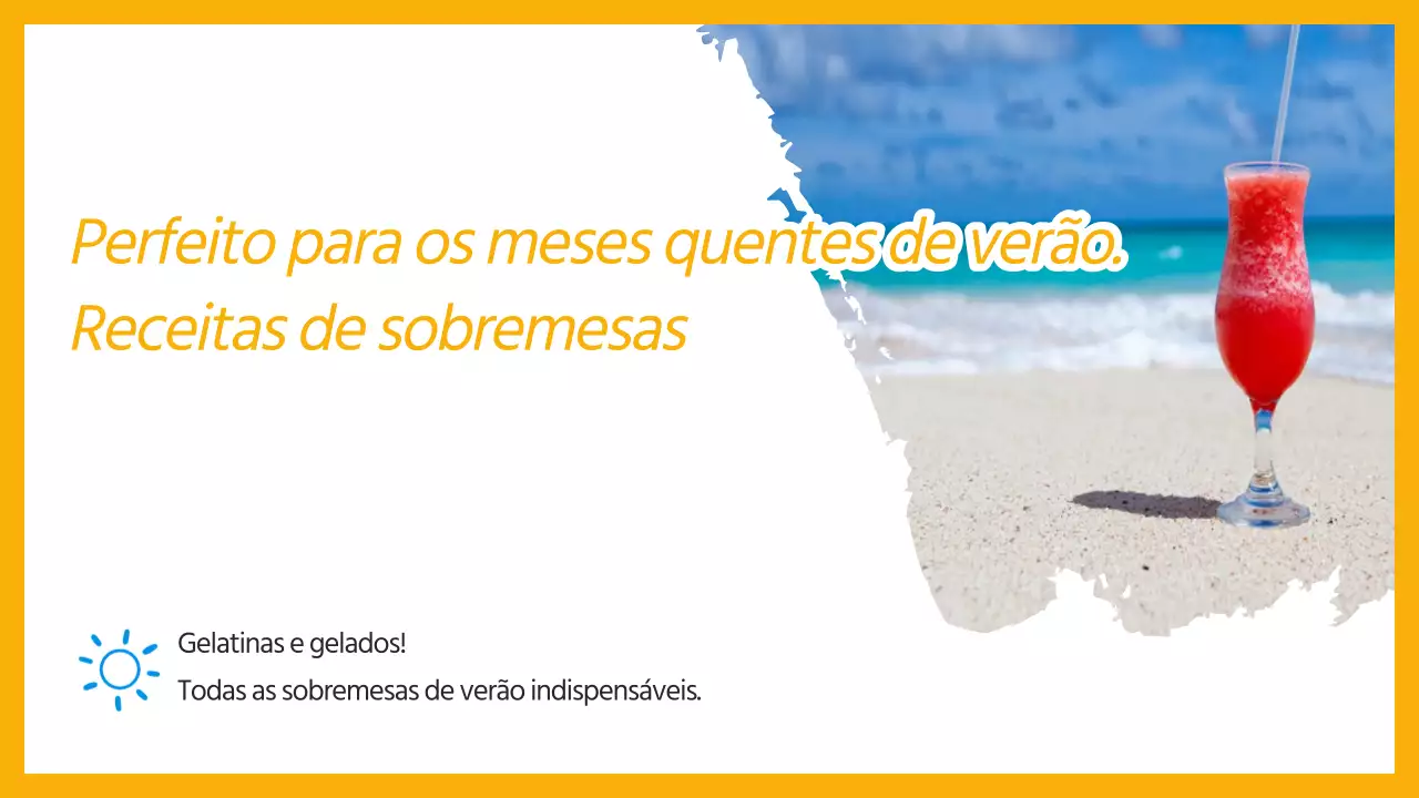 Introdução de uma receita de sobremesa de verão refrescante em amarelo e azul claro