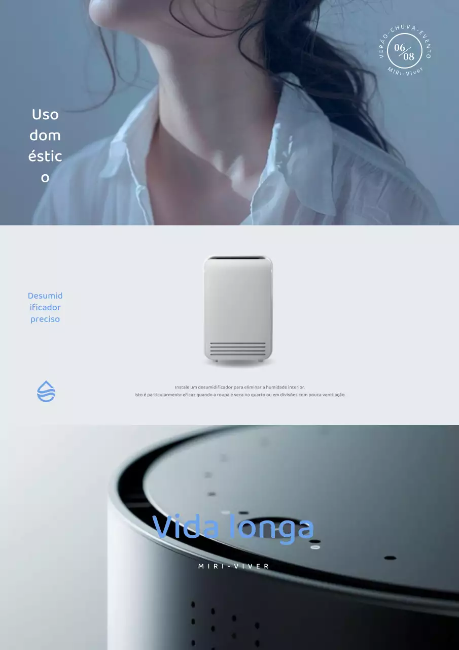 Promoção simples de artigos para a época das chuvas em azul e branco.