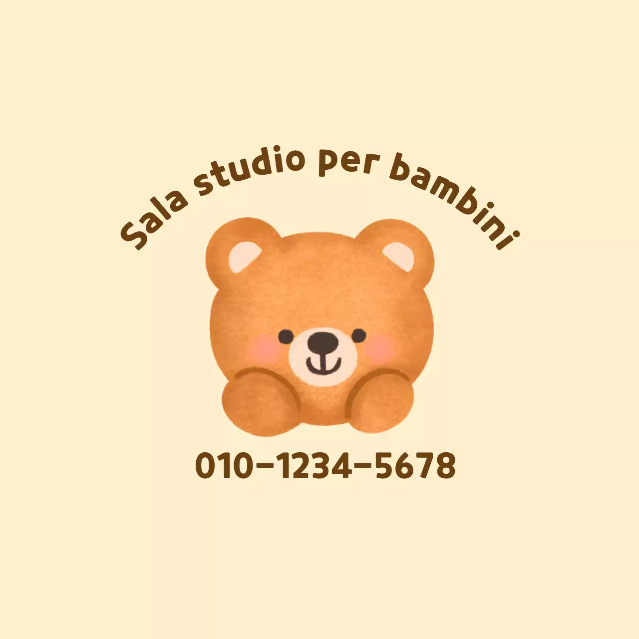 Illustrazione di un orsacchiotto giallo e marrone per la promozione della sala studio
