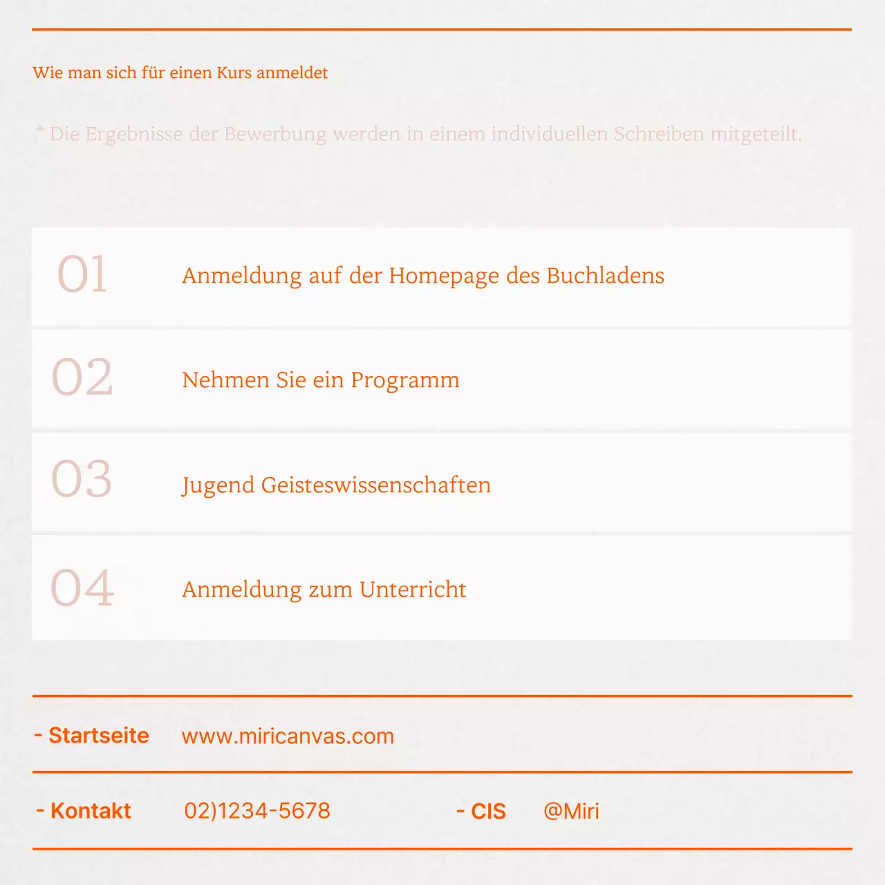 Eine einfache orangefarbene Werbung für eine Vorlesung über junge Geisteswissenschaften.