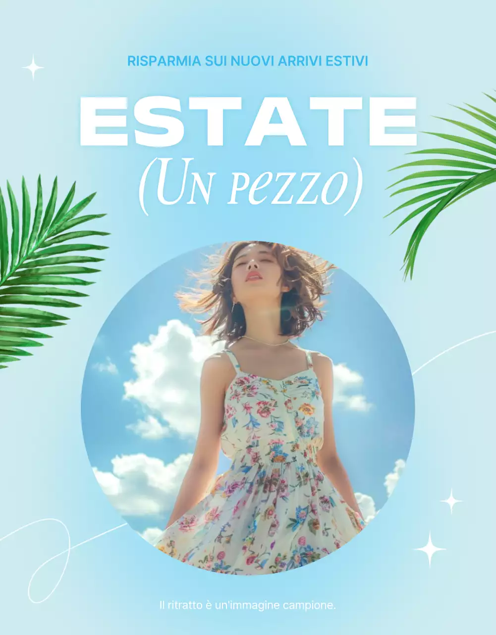 Promuovere la moda estiva tropicale in azzurro e menta