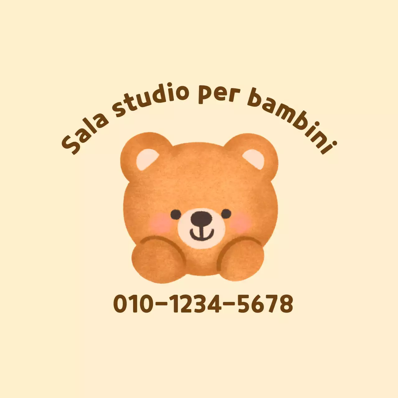 Illustrazione di un orsacchiotto giallo e marrone per la promozione della sala studio