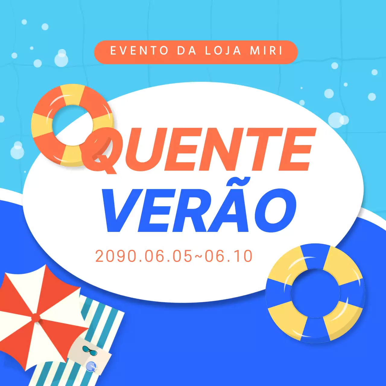 Miniatura de eventos de verão com toques de azul e laranja
