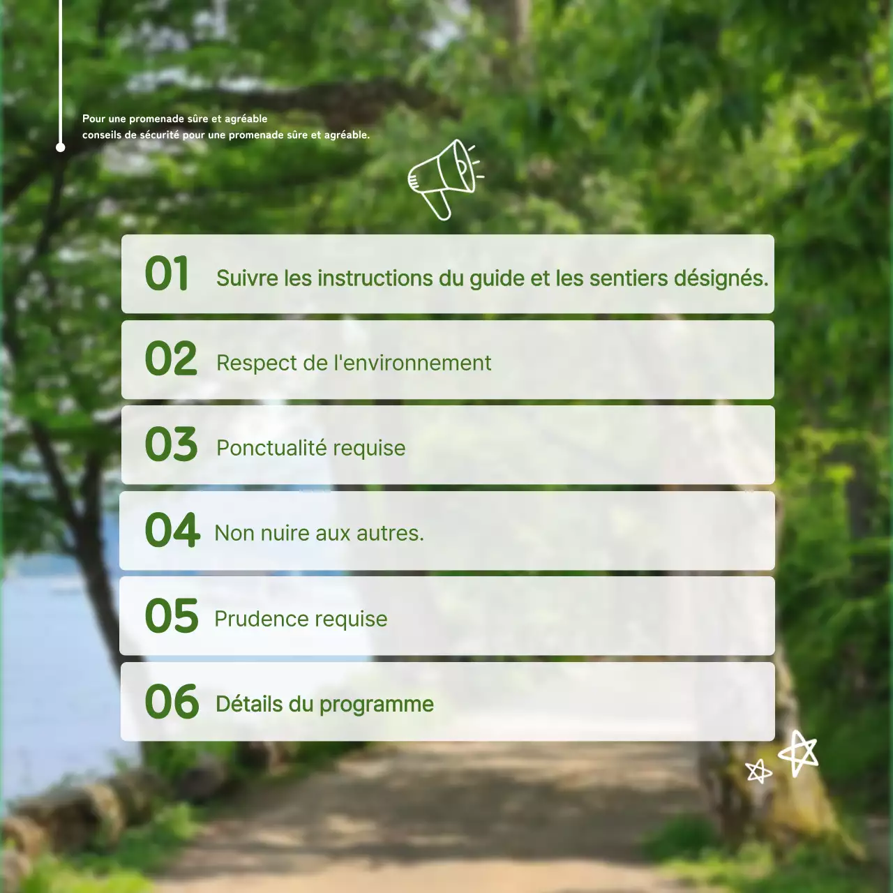 Guide de recrutement pour les promenades dans la nature
